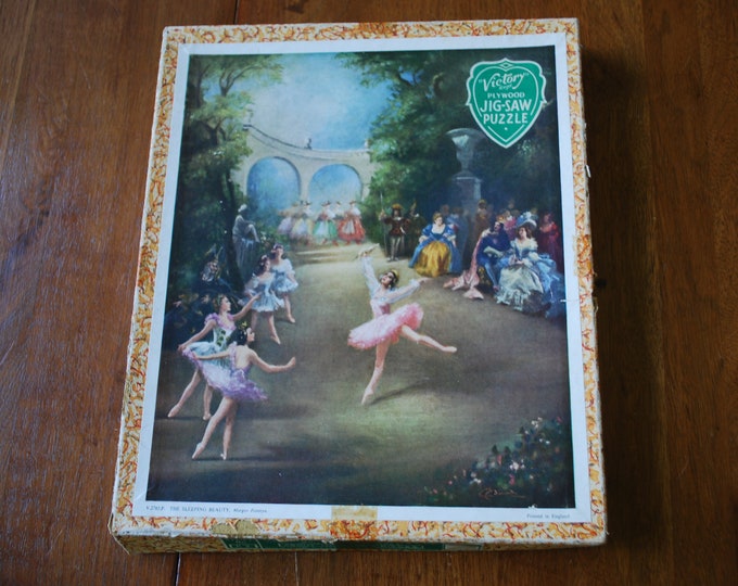 Vintage Plywood Jig Saw Puzzle victory the Sleeping Beauty Ballerinas