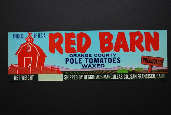 Vintage Crate Art Red Barn Shipping Label 1960 S Etsy
