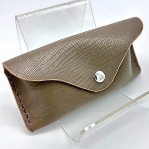 Leather Eye Glass Sun Glass Case in Reptile embossed print in Gray, Green, Black, Brown or Blue
