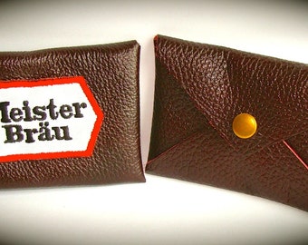 Meister Brau Wallet in Brown Leather with Vintage Patch