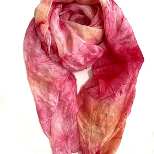 Silk Scarf, Mulberry Silk, Peach Silk Scarf, Hair Wrap, Pink Scarf, Hand Painted Scarf, Sustainable Fashion, Silk Shawl, Head covering