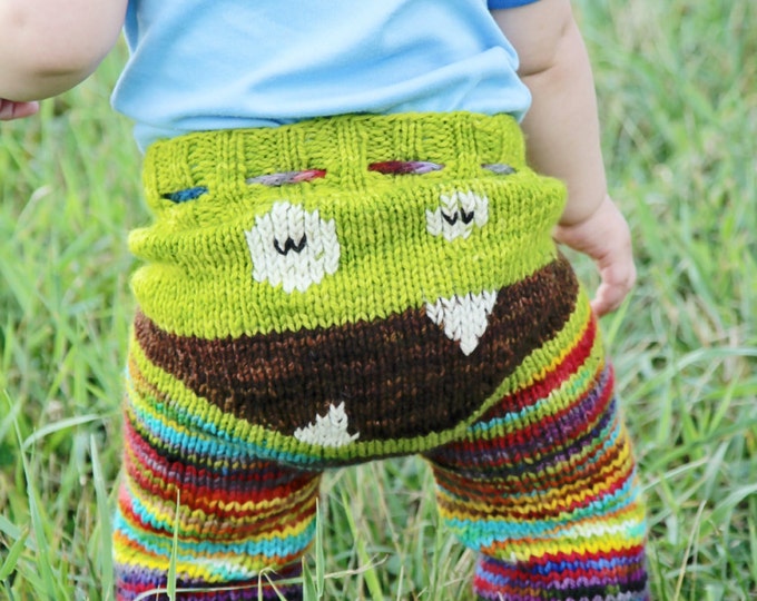 Monster Zombie Pants Longies Eco Friendly Wool Hand Knit Custom