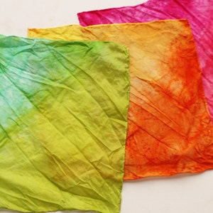 Play Silk 6 pc set 11 x 11 Waldorf Children Rainbow, Mini Play Scarves, Silk Set image 3