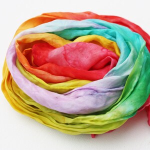 Play Silk, 8 x 54, Streamer, Scarf, Waldorf Toy, Montessori Toy, Dress Up, Rainbow Playsilk, Silk Kite, Waldorf Silk