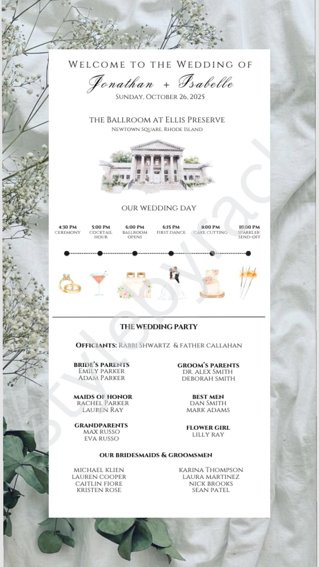Infographic Wedding Program Template | Editable Canva Wedding Program ...