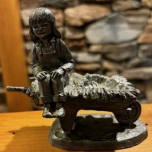 Michael Ricker Pewter Figure - "Pat" Boy on wheelbarrow - Signed - 742 of 2000