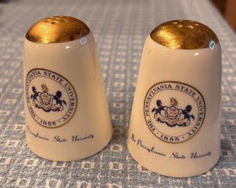 Vintage Pennsylvania State University Souvenir Salt Pepper Shaker Porcelain