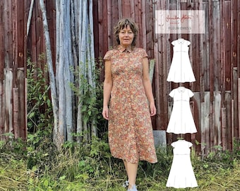 Fleur dress PDF sewing patter, EU 34-52, Advanced beginner A, B-cup and C/D-cup options