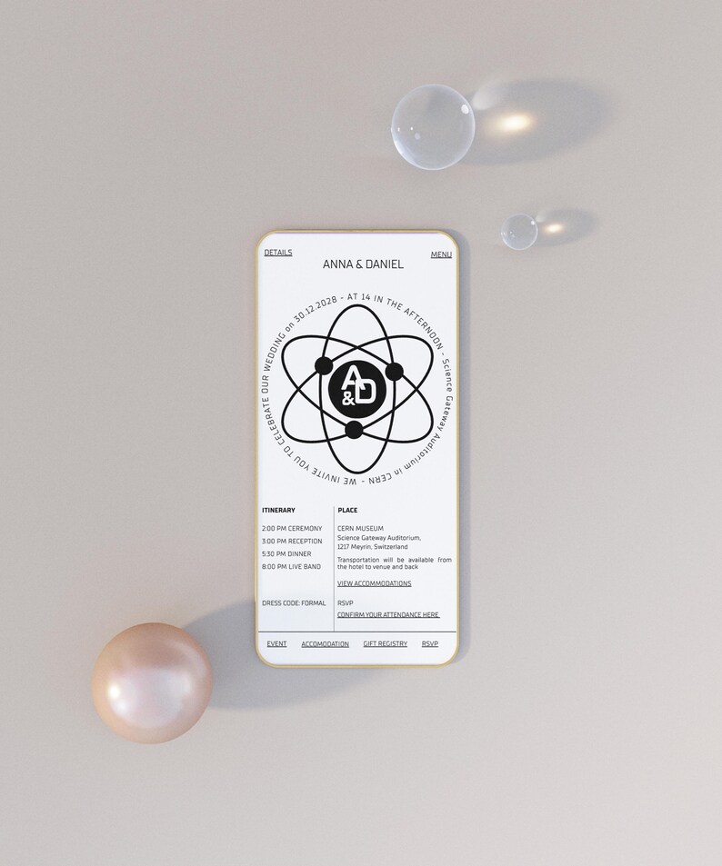 Modern tech inspired invitation with minimalist layout.