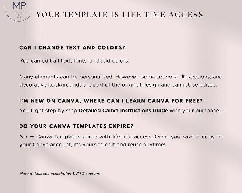 Lifetime access editable wedding invitation template with Canva customization