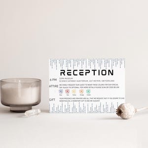 Minimal and elegant wedding stationery with data motif.