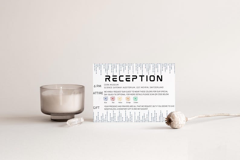 Minimal and elegant wedding stationery with data motif.