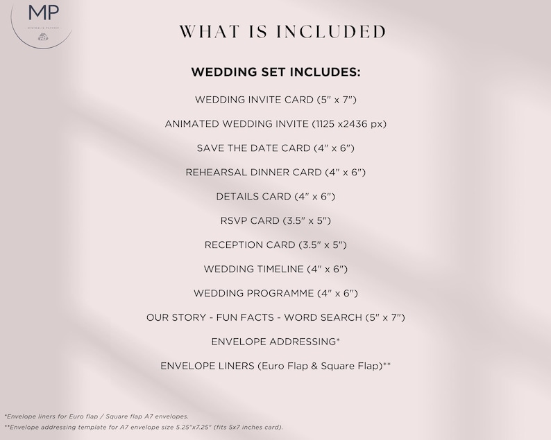 Wedding invitation suite template including invitation, RSVP card, save the date and animated video invite