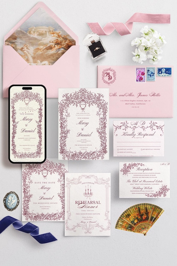 Victorian Regency Era Wedding Invitation Template, Royal Crest Wedding Invite, Vintage Estate Wedding Invitation, Editable Canva Template