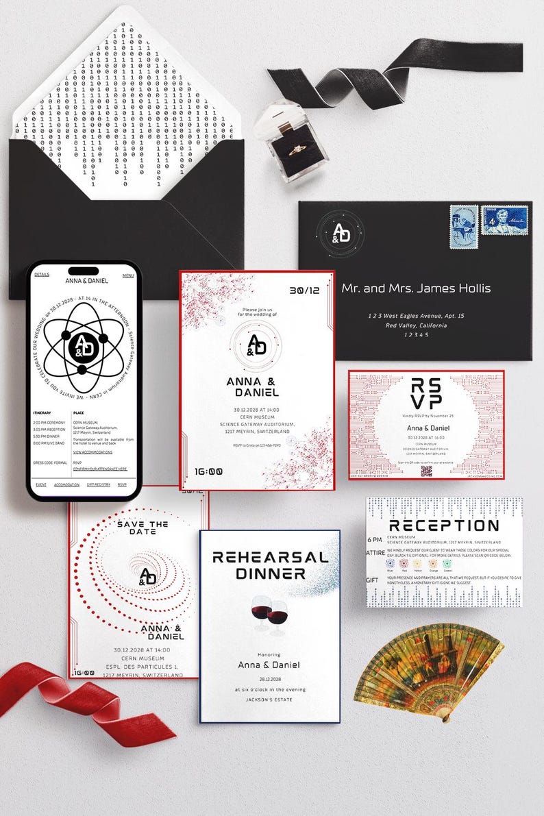 Modern minimalist wedding invitation template editable in Canva