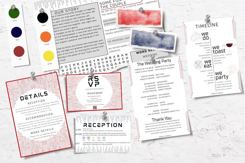 Printable Canva wedding invitation set with RSVP card