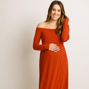 Rust Maternity Gown - Etsy