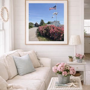 Cape Cod Hortensie Amerikanische Flagge Drucken Küstenwandkunst.