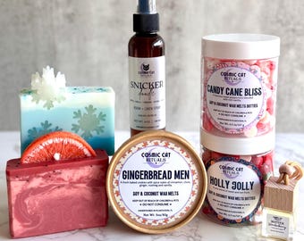 Holiday Magic Bundle | Christmas Soaps + Wax Melts + Room Spray + Car Diffuser | Handmade Gift Set | Christmas Gift Set| Holiday Collection