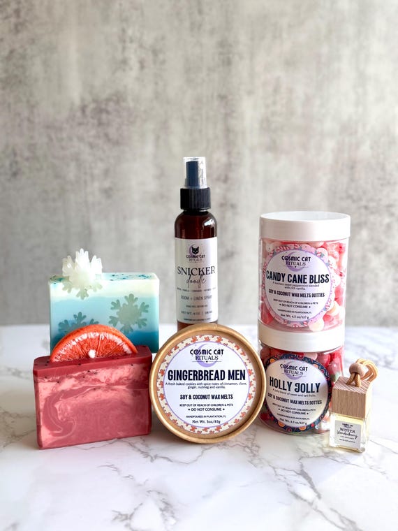 Holiday Magic Bundle | Christmas Soaps + Wax Melts + Room Spray + Car Diffuser | Handmade Gift Set | Christmas Gift Set| Holiday Collection