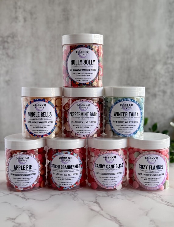 Christmas Soy and Coconut Wax Melts Dotties (4.5 oz) | Holiday & Everyday Scents | Hand poured Wax Melts | Highly Scented Wax Melts