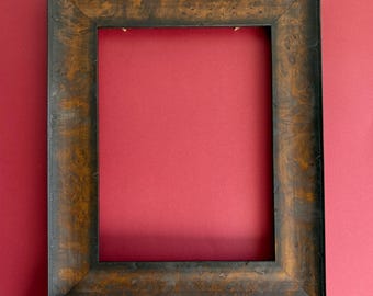 Dark brown vintage solid wood frame, American retro living room decoration, hanging paintings, real bark texture, customized photo frame