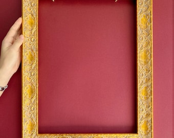 Vintage carved wooden picture frame, European artistic decorative photo frame, luxurious display frame