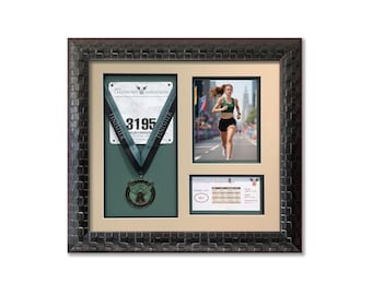 Marathon Photo and Medal Display Frame, Solid Wood Frame, Racing Competition Photo Frame, Wall Hanging Picture Frame, Custom Size