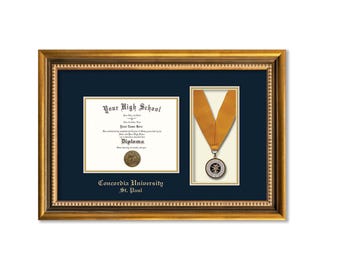 Custom Certificate and School Emblem Display Frame, Solid Wood Diploma Frame, Wall Hanging available, Custom Size