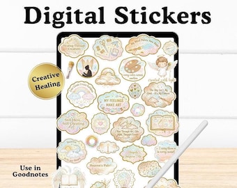 Grief Support Digital Stickers - 'Creative Clouds' PNG Pack (30pcs Digital Download)