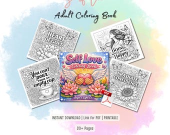 Adult Coloring Book for Self Love | Affirmations | 20+ Printable Pages | Digital Download | PDF + PNG