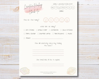 Creative Healing Check-In Printable | Daily and Weekly Reflection Page | Creative Journaling Grief Support | PDF