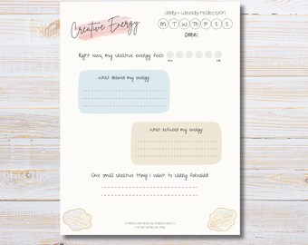 Creative Energy Check-In Printable | Journaling Page (PDF)
