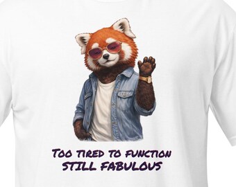 レッサーパンダTシャツ、疲れすぎて機能できないユーモアTシャツ