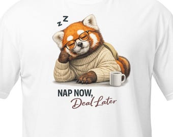 レッサーパンダTシャツ、面白いコーヒー愛好家Tシャツ