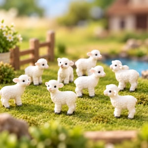 5 Pcs Mini Resin Sheep Figurines | Cute Sheep Miniatures | Fairy Garden Animals | Diorama Supplies | Terrarium Decor | Miniature for Gifts