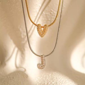 Dainty Pave Bubble Letter Initial Necklace Personalized Jewelry Gifts for Her