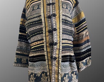 Chic-Nomad-Inspired Designer Jacket: Art-to-Wear Evening Coat.