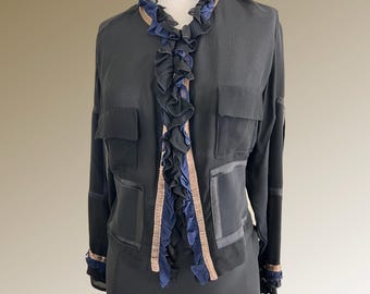 1) Designer Blouse. Elegant, chic, one-of-a-kind, evening wear. Silk chiffon and assorted silk fabrics.