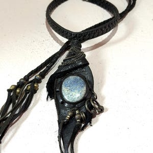Lapis Lazuli Necklace – Black Deerskin Leather / Natural Stone Jewelry