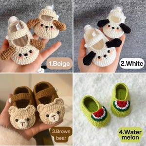 Soft knitted baby booties for infant boys and girls, handmade crochet teddy bear shoes