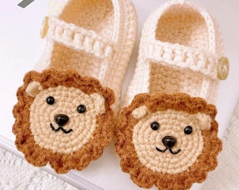 Lion Crochet Baby Booties | Handmade Infant Knit Shoes | Newborn Animal Slippers | Baby Shower Gift | Soft Cotton Booties for Boys Girls