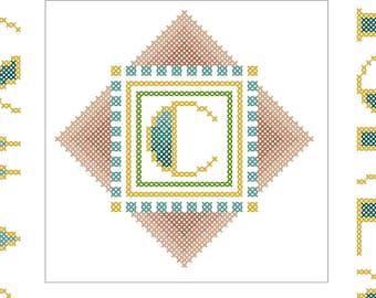 Desert Art Deco Monogram Cross Stitch Pattern (Digital Download)