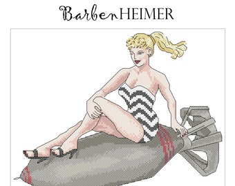 Barbenheimer Cross Stitch Pattern: WWII Bomber Nose Art (PDF)