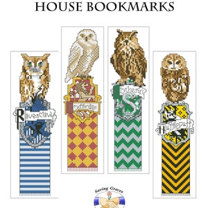Puede incluir: Cuatro marcapáginas de la casa de Harry Potter con los escudos de armas de la casa, los búhos y los colores de la casa. Los marcapáginas son para Gryffindor, Hufflepuff, Slytherin y Ravenclaw.