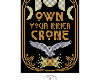 Patrón de punto de cruz de bruja sabotea tu bruja interior