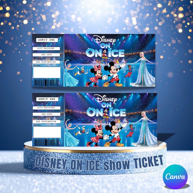 Disney on Ice Ticket Template, Water Park Ticket, Editable Event Ticket