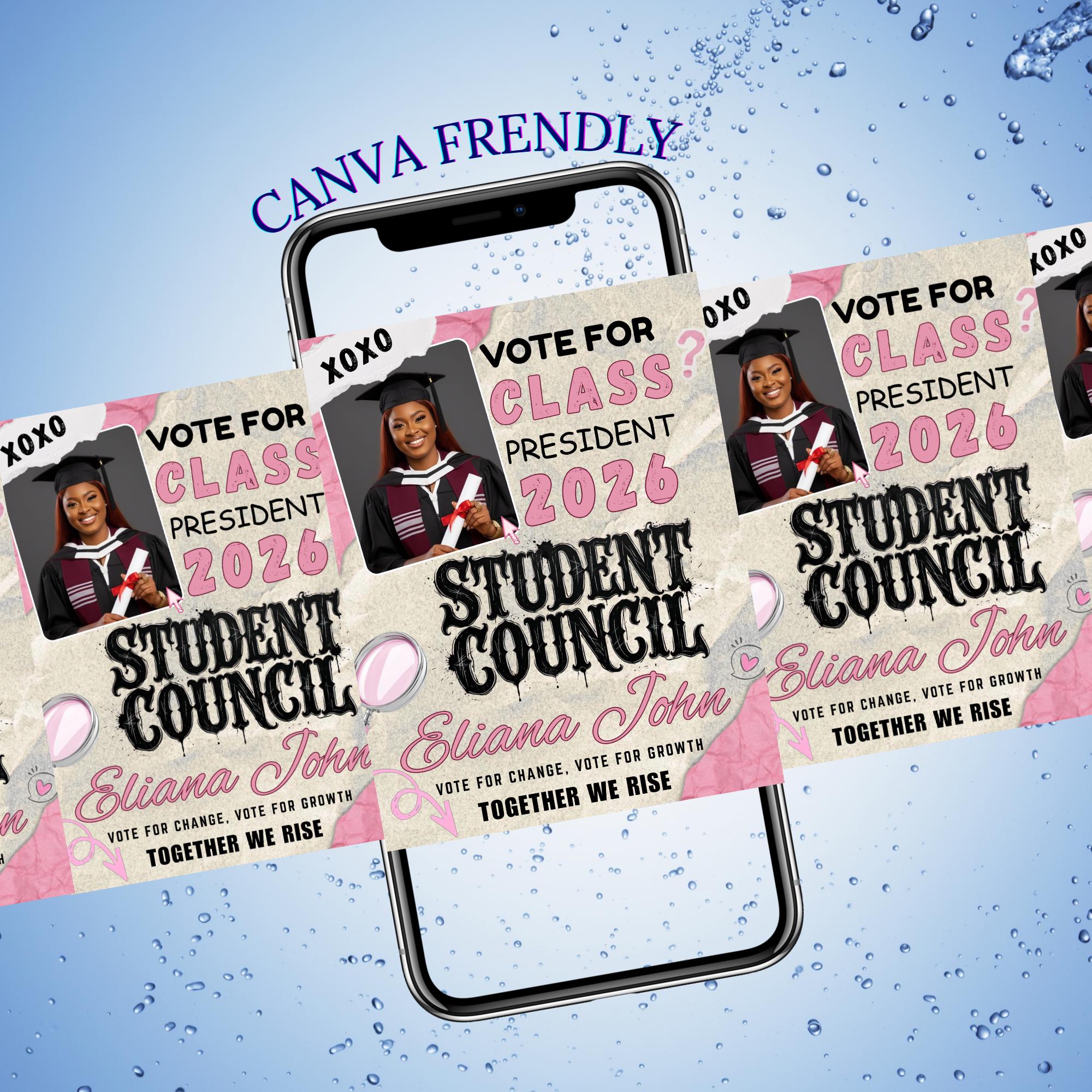 Student Council Campaign Flyer Canva Template | Voting Flyer Class ...