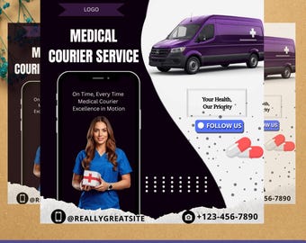 Medical Courier Service Flyer, Diy Medical Flyer, Service Flyer,  Healthcare Delivery Flyer, Pharmacy, Business Flyer, Editable Template