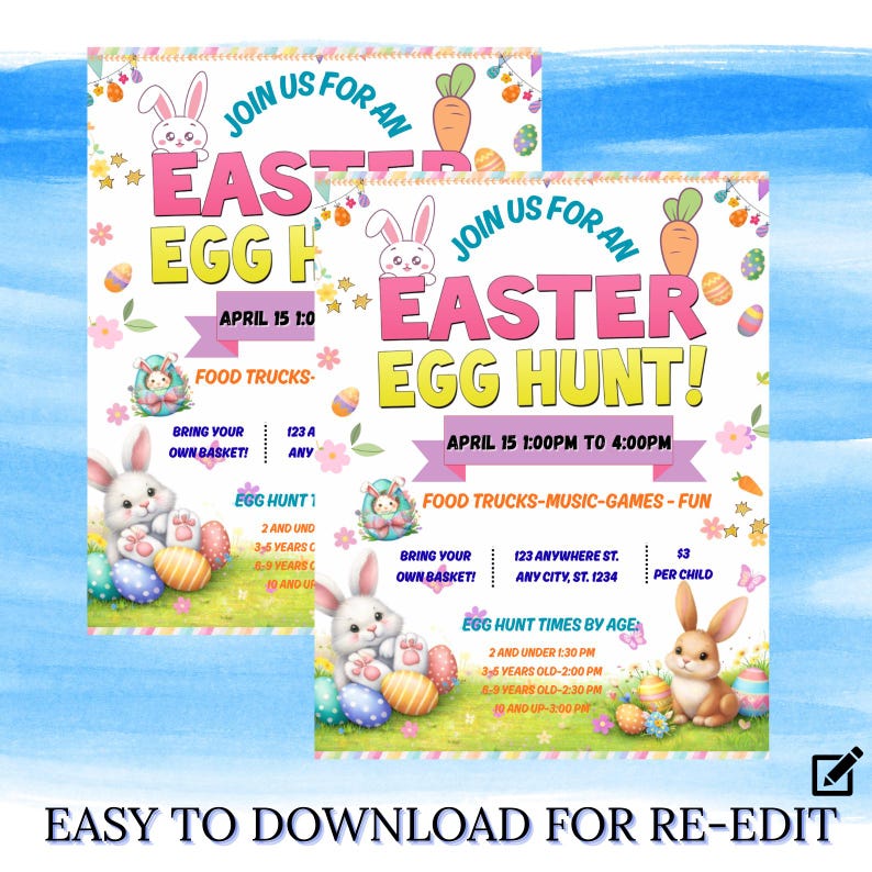 Easter Egg Hunt Flyer Canva Template, Easter Event Flyer, Church ...